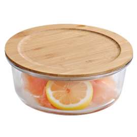 Kesper KSP38024 STAKLENA POSUDA SA POKLOPCEM OD BAMBUSA 17X7CM