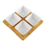 DAJAR DJ45577 PORCELANSKI SET 4 ČETVRTASTE ČINIJE SA DASKOM OD BAMBUSA - slika 2