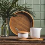 DAJAR DJ45580 PORCELANSKI SET POSUDA ZA ŠEĆER I MLEKO SA DASKOM OD BAMBUSA - slika 2