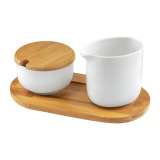 DAJAR DJ45580 PORCELANSKI SET POSUDA ZA ŠEĆER I MLEKO SA DASKOM OD BAMBUSA - slika 1